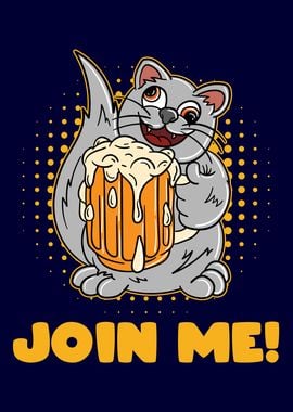 Funny cat with beer