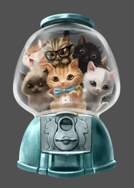 Kitten in Gumball Machine' Poster, picture, metal print, paint by Jeff