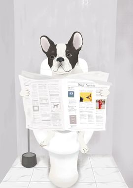 Dog Toilet Roll Holder With Dog Sitting on Toilet 