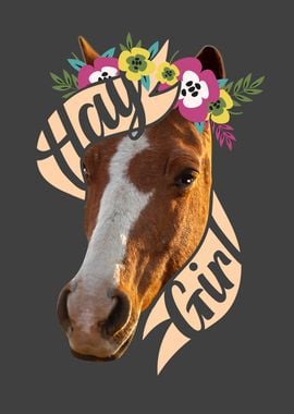 Hay Girl Floral Horse