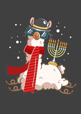 Menorah Hanukkah Llama