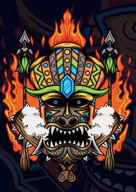 Tiki Mask Illustration 02