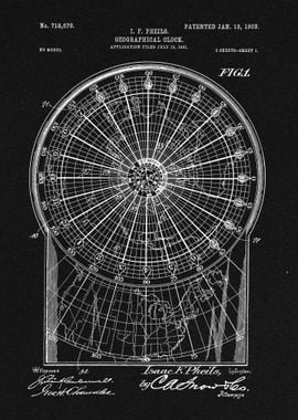 Patent Clock Geographical 