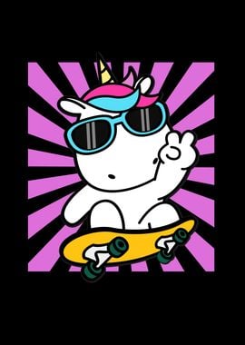 Skateboarding Unicorn Cute