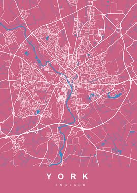 YORK City Map England UK