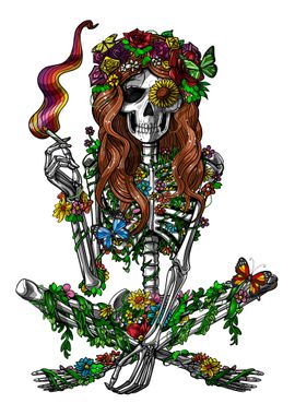 Skeleton Hippie Stoner