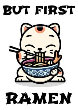 Funny Cat eating Ramen