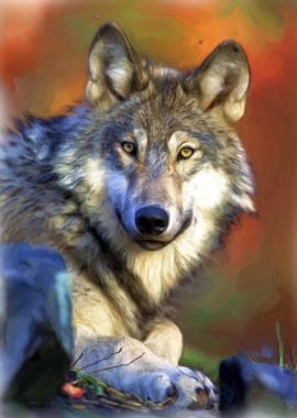 Wolf Animal painted