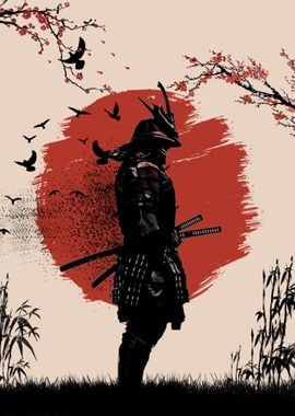 'Samurai In Moon' Poster, picture, metal print, paint by Theng Id ...