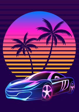 Palm Beach Sunset Car