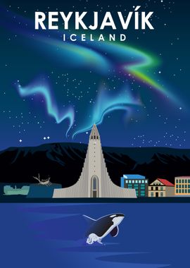 Reykjavik Travel Poster