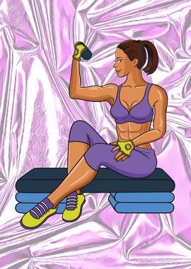 Lady in gym with dumbbells