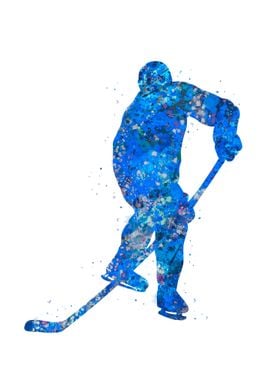 Ice hockey player blue art