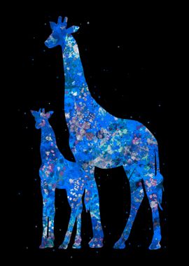 Giraffe and baby blue