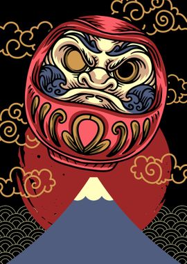 Daruma Doll Mt Fuji' Poster, picture, metal print, paint by AestheticAlex