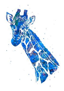 Giraffe head blue art