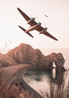 ww2 plane over cliffs