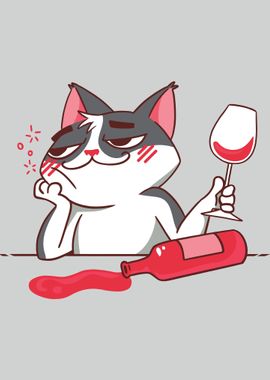 CUTE CAT WINE AT HOME