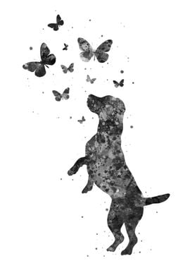 Beagle with butterfly