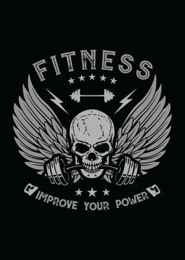 Fitness Skull and Barbells