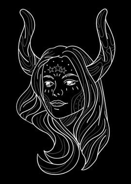 One Line Art Zodiac Woman