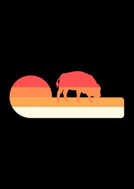 Retro Sunset Bison