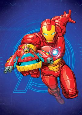 Iron Man Action Pose' Poster, picture, metal print, paint by