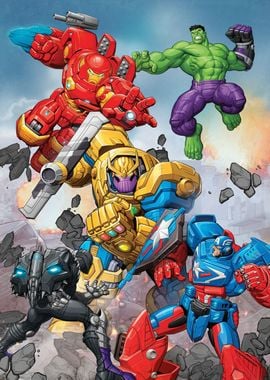 Thanos Fight in Mech Suits