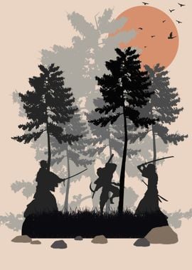 samurai in forest