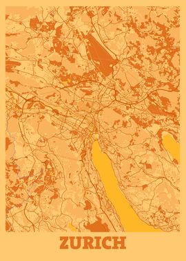 Zurich Sunset City Map