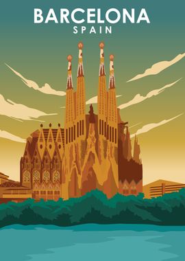 Barcelona Spain Travel Art