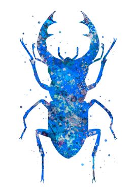 Stag beetle blue art