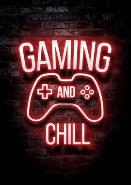 Gaming and chill gamer' Poster, picture, metal print, paint by Kitty Kit