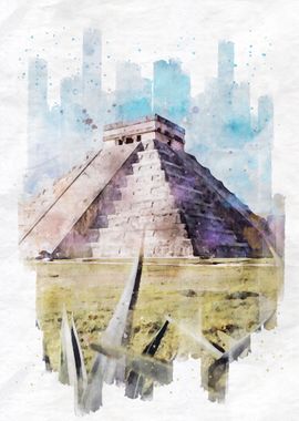 Chichen Itza Watercolor