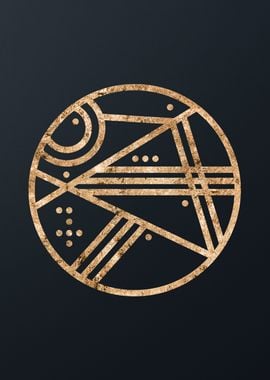 Gold Geometric Glyph Sign