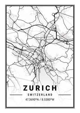 Zurich Map Switzerland