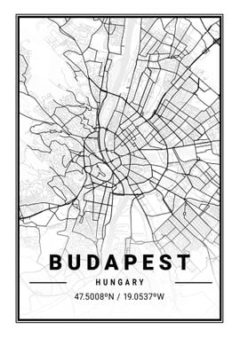 Budapest City Map Hungary