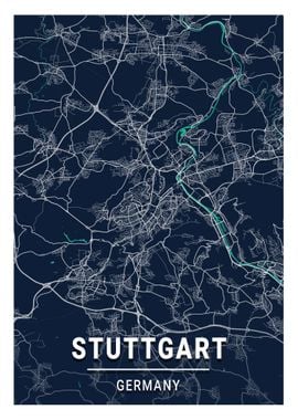 Stuttgart City Map Germany