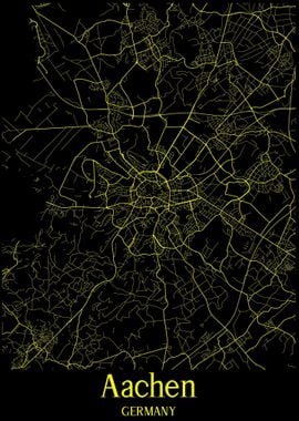 Aachen City Map Germany