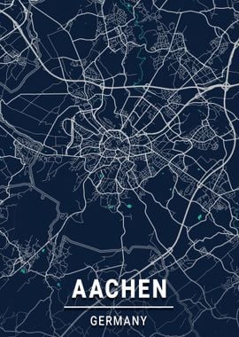 Aachen City Map Germany