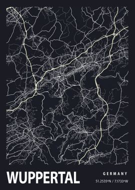 Wuppertal City Map Germany