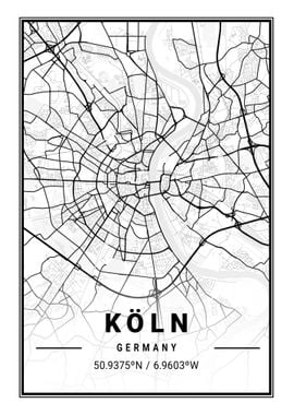 Koeln City Map Germany