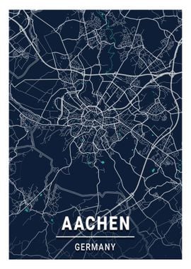 Aachen City Map Germany