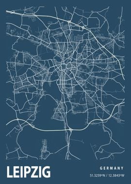 Leipzig City Map Germany