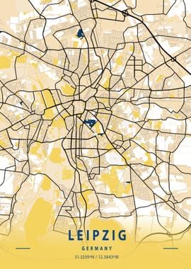 Leipzig City Map Germany