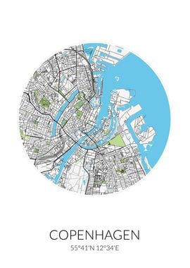 Copenhagen Circle City Map