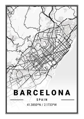 Barcelona City Map Spain