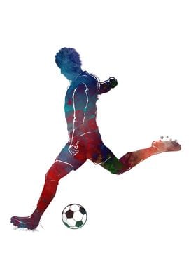 Art Poster Football Soccer Player kicking the Ball