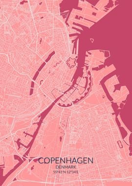 Copenhagen Pink Rose Map