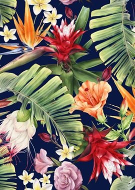 Navy Tropical Pattern